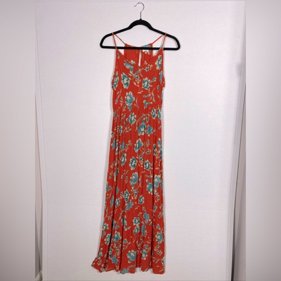 Patrons Of Peace Floral Maxi Dress - Orange and Blue size medium - Picture 3 of 13